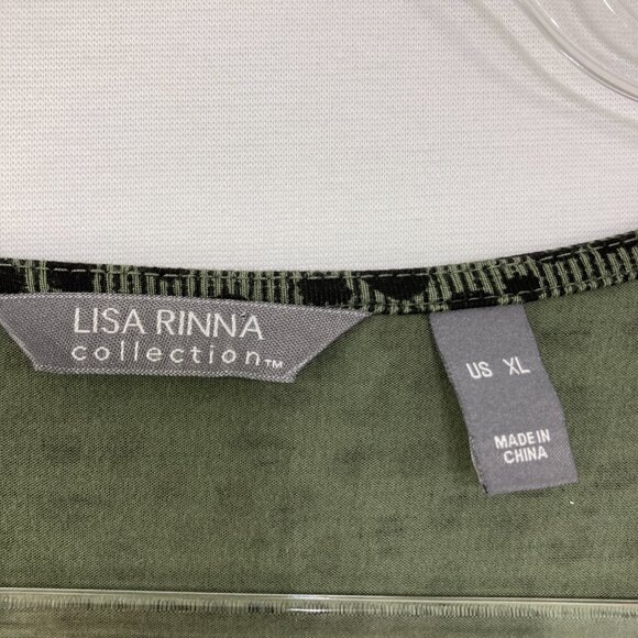 Lisa Rinna size XL Green Black Polka Dot Stretch Knit Surplice Blouse Office - Picture 3 of 8